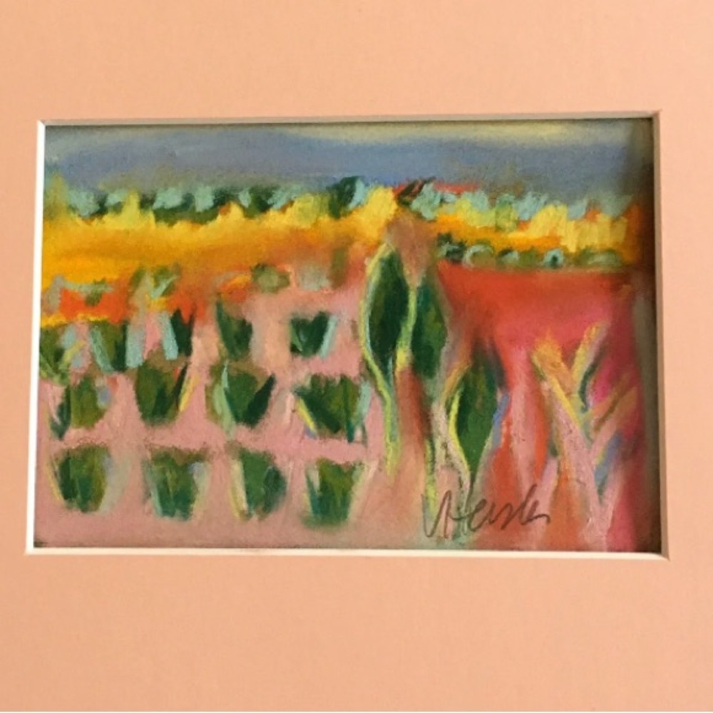 Rustic  Field An Original Pastel Painting Matted 5"x7"